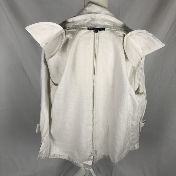 Elliott Lauren Linen Silver Metallic Women's Open Front Blazer - Picture 5 of 7